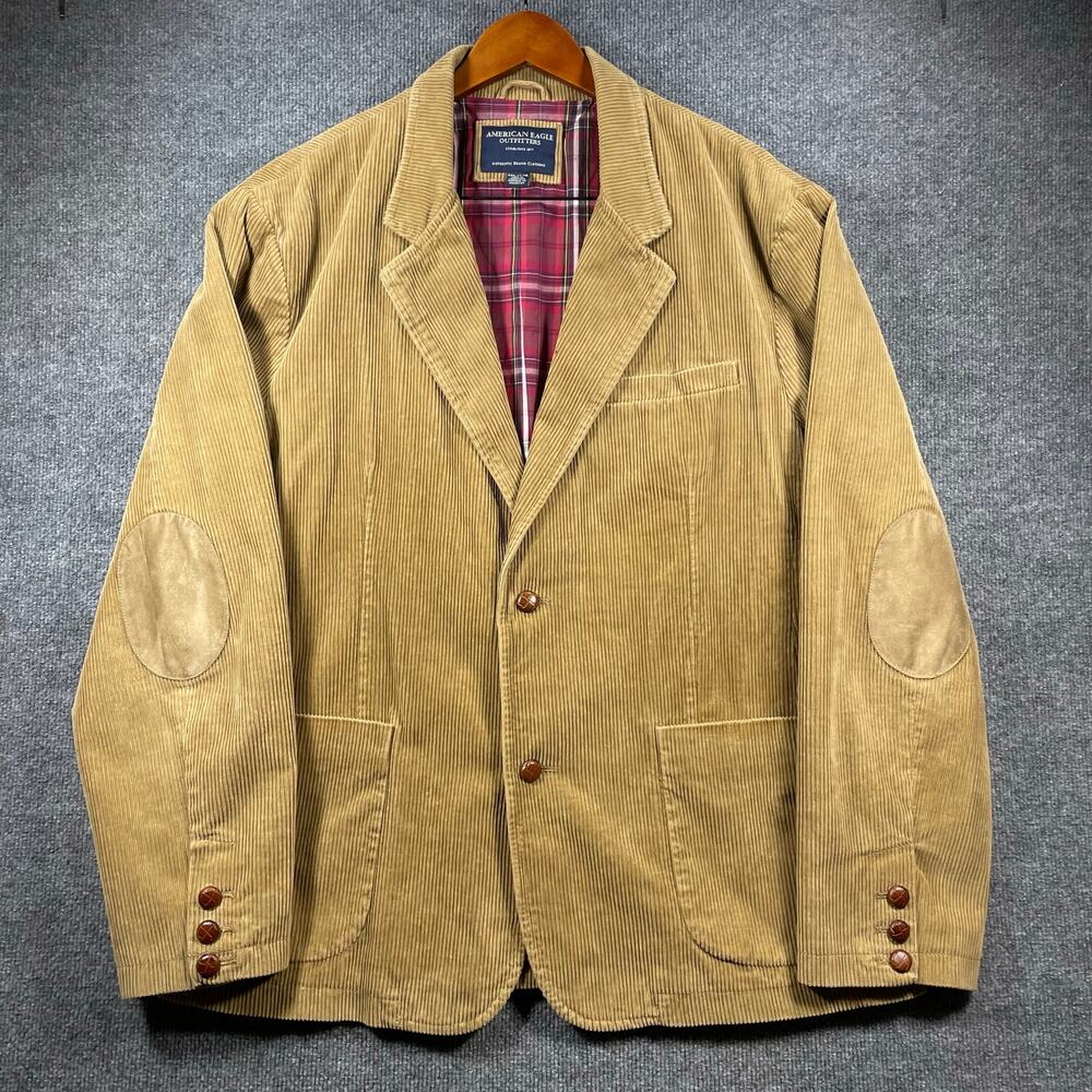 American Eagle Outfitters Tan Corduroy Blazer with Suede Elbow Patches